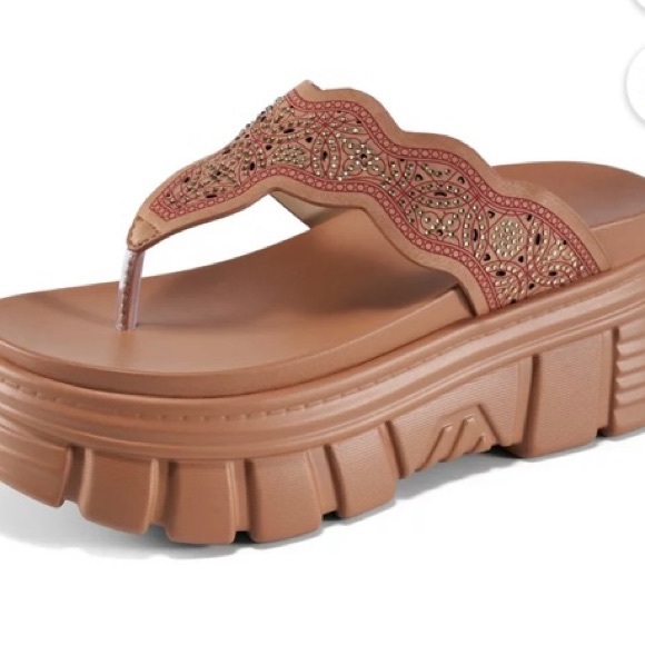 PLATFORM FLIP FLOP SOFT WEDGE BOHEMIAN THONG SANDALS, HIPPIE, CHICS, WOMEN - Picture 13 of 13